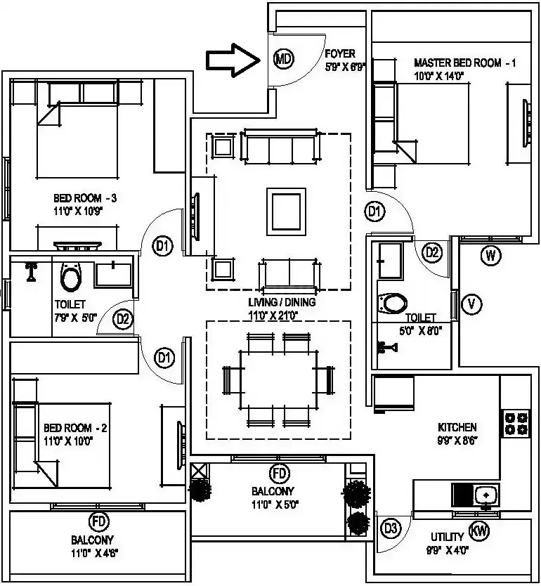 Floor plan for Poorvi Champions Height